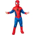 Produktbild: Rubies – Marvel Offizielles – Klassisches Spiderman-Kostüm für Kinder – 5/6 Jahre – Größe 3 bis 10 Jahre – komplettes Kostüm Overall + Stiefelüberzieher + Maske. Für Karneval, Halloween, Geburtstag