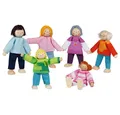 Produktbild: goki Minipuppe Biegepuppen Moderne Familie Holz Puppenhaus Figuren 6-teilig (Biegepuppen-Set, 6 bewegliche Familienfiguren aus drei Generationen), Bewegliche Glieder, drei Generationen, Holz und Textil