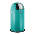 Produktbild: Wesco Pushboy Mülleimer in der Farbe türkis, pulverbeschichtetes Stahlblech, 50 Liter Volumen, große Edelstahlklappe, herausnehmbarer Innenbehälter