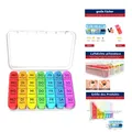Produktbild: Tablettenbox 7 Tage Klein mit 4 Fächern und Klarem Text für Kinder und Ältere