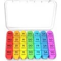 Produktbild: Kleiner Pillenbehälter, 7 Tage, 4 große Fächer, einfaches Öffnungsdesign, Weiß