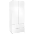 Produktbild: P & B Drehtürenschrank, Weiß, Holzwerkstoff, 3 Fächer, 2 Schublade(n) Schubladen, 80x191x55 cm, griffloses Öffnen, Kinder- & Jugendzimmer, Jugendmöbel, Jugendkleiderschränke