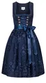 Produktbild: Nübler Dirndl midi Damen GLORIA Blau - 2-teilig Set mit Kleid und Schürze, Jacquard Ornamentik, Tüllschürze mit Blüten und Perlen, Reißverschluss, Rocklänge 60cm, ideal für festliche Anlässe, Größe:42