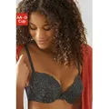 Produktbild: Push-up-BH VIVANCE, Damen, Gr. 85, Cup AA, grün (schwarz forest), Microtouch, Obermaterial: 60% Polyamid, 35% Polyester, 5% Elasthan, BHs Push-up-BH, rundherum mit floraler Spitze, Dessous