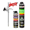 Produktbild: Isolbau Bauschaum-Set - Inkl. 1 x 1K Montageschaum B2 Pistolenschaum mit hervorragender Schall und Wärmedämmung (je 750 ml), 1 x PU-Schaum-Reiniger (500 ml) & 1 x Schaumpistole, Verfüllen
