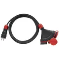 Produktbild: KEL Verlängerungskabel 3x1,5 mm2 IP44 Kabel in Gummischlauch Mehrfachsteckdose Steckerleiste Rot Schwarz 5 m