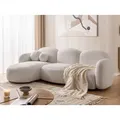 Produktbild: Nuvola - Moderne Ecksofa L-Form aus Weiß Bouclé-Stoff mit abgerundetem Design und hohem Sitzkomfort - Weiß