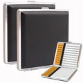 Produktbild: 2 Stück Zigarettenetui aus für 20 Zigaretten, PU-Leder Metall Zigarettencase (Schwarz+Schwarz XXL)