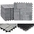 Produktbild: Mendler Steinfliese HWC-K70, Bodenfliese Steckfliese Balkon/Terrasse Naturstein, 11x je 30x30cm = 1m² - dunkelgrau