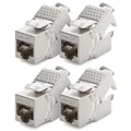 Produktbild: deleyCON 4x Keystone Modul CAT 6a Jack - Vollgeschirmt STP RJ45 Buchse Werkzeugfrei Dank Snap-In Montage CAT Rohkabel 500 MHz 10 Gbit/s