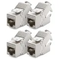 Produktbild: deleyCON 4x CAT 6a Keystone Jack Modul RJ45 STP werkzeuglos Netzwerk LAN Adapter