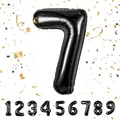 Produktbild: Geburtstag zahlen luftballon 7 jahre Schwarz Folienballon Kindergeburtstag Deko Schwarz-Mädchen Junge 7 jahr ballon 40
