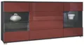 Produktbild: Vladon Sideboard Bari V2 (Kommode mit 2 Türen, 4 Schubladen und 2 flexible Glaseinlegeböden), Anthrazit matt/Bordeaux Hochglanz (166,5 x 75,5 x 35)