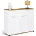 Produktbild: Anrichte 100 Cm Vito 3 Türen Und 1 Schublade Weiß Und Holzplatte