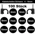 Produktbild: ✅Nagelschellen Schwarz 100 Stück mit Nagel 100 Stück 4 -16mm Kabelschellen