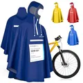 Produktbild: Regenponcho Fahrrad extra wasserdicht und robust - TEST SEHR GUT - Premium Regencape Fahrrad mit Reflektoren, Sichtfenster - Regenbekleidung als Regenponcho Herren und Damen- Regenjacke Dunkelblau XL