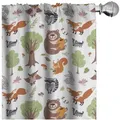 Produktbild: Abakuhaus Gardine Vorhang für Wohnzimmer Schlafzimmer Dekor, Microfaser, Wald Doodle Waldtiere bunt 150 cm x 225 cm