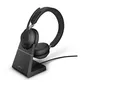Produktbild: Jabra Evolve2 65 Wireless Stereo Headset Kopfhörer + Ladestation, Schwarz