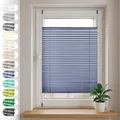 Produktbild: Sonello Plissee Klemmfix ohne Bohren 100cm x 100cm Blau Faltrollo Plisseerollo Jalousie für Tür & Fenster Blickdicht Sichtschutz Sonnenschutz Fertifplissee Rollo
