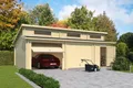 Produktbild: Holzgarage Bausatz 44mmGarage HAWAII Stufendach 800x540cm mit Schwingtore 44mm