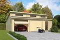 Produktbild: Garage Stufendach 44 mm Hawaii mit Schwingtor 820x520 cm Lasita