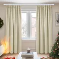 Produktbild: Deconovo Vorhang Verdunkelungsvorhang Kräuselband Gardinen Wohnzimmer Blickidcht Winter, 245x140cm(HöhexBreite), Beige, 2er Set