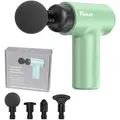 Produktbild: FunLife M2 Mini Massagepistole & Faszienpistole, 12 mm Tiefenhub, 6 Stufen, 4 Massageköpfe, USB-C, leise <45 dB, nur 0,5 kg,Mint Green - Grün