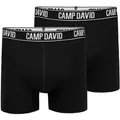 Produktbild: Boxershorts CAMP DAVID, Damen, Gr. S, 2 Stk., schwarz (schwarz, schwarz), Webqualität, Obermaterial: 95% Baumwolle, 5% Elasthan, unifarben, körpernah, Unterhosen, im 2er- Pack mit Logobund