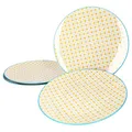 Produktbild: Ritzenhoff & Breker Makina gelb 4er Set Speiseteller I Ø 27 cm I 4 Personen I Essteller, große Platte, Beilagenteller I Retro-Design I Porzellan-Geschirr mit blau-weißem Dekor & gelbem Rand
