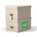 Produktbild: Leitz Puro Aufbewahrungsbox mit Deckel, Medium, 2er-Set, Box 17 L, stapelbar, Organizer-Box für Regale und Schränke, aus FSC-Karton, für Büro und Home Office, 26 x 35 x 20 cm, Beige, 61490012