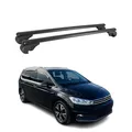 Produktbild: OMAC Aluminium Dachträger Querträger für VW Touran 2003-2026 – TÜV/DIN 75302:2019 – Abschließbar – Max. 75 kg – 2 Stangen Schwarz