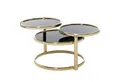 Produktbild: FINEBUY Couchtisch SuVa13947_1 (Wohnzimmertisch Rund, Kaffeetisch Ausziehbar), mit 3 Tischplatten Schwarz Gold 58 x 43 x 58 cm