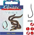 Produktbild: Gamakatsu Hook 3120R Eel 70cm rot - 10 gebundene Aalhaken, Hakengröße/Schnurdurchmesser:Gr. 2 / 0.35mm