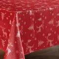 Produktbild: BEAUTEX Lurex Tischläufer Tischband, Silber oder Gold glänzend, Weihnachtstischdecke (Eckig 40x150 cm, Elch Rot-Silber)