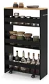 Produktbild: COSTWAY Nischenwagen 20cm, 4 Etagen Küchenwagen, Nischenregal, Servierwagen mit Griff & Geländern, Badregal Holz, 47,5 x 20 x 80,5 cm, Schwarz