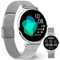 Produktbild: XCOAST SIONA 2 Nano Silber, kleine Damen Smartwatch - 37mm AMOLED Display, iOS&Android, Filigran, Frauen Fitness Tracker, Wasserdicht, Puls, Blutdruck, Blutsauerstoff, 7 Tage Akku