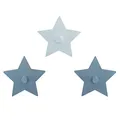 Produktbild: roba Wandhaken Little Stars mit Sterne Motiv - Wandgarderobe & Deko für Baby & Kinderzimmer - 3-er Set Kleiderhaken für Kinder - Holz grau / weiß
