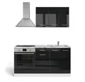 Produktbild: Vicco Küchenzeile R-Line, Schwarz Hochglanz/Weiß/Weiß, 160 cm mit Herdumbauschrank ...