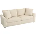 Produktbild: 3-Sitzer-Sofa, Couch mit Armlehnen, Zierkissen, Polstersofa mit Cordbezug, Creme