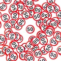 Produktbild: Deko zum 50. Geburtstag – rotweißes Konfetti mit VerkehrsschildOptik Zahl 50 ...
