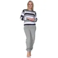Produktbild: Normann Pyjama Normann Damen langarm Schlafanzug mit Bündchen in Blockstreifenoptik lila 56-58