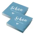 Produktbild: itenga Servietten Schön dass du da bist 30 x 30cm 3-lagig 40 Stück für Kommunion Konfirmation Hochzeit Taufe und andere Feiern (nordic blue)