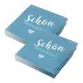 Produktbild: itenga 40x Servietten Schön dass du da bist blau nordic blue Hochzeit Geburtstag