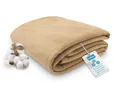 Produktbild: ZOLLNER Kuscheldecke flauschig in 150x200 cm - weiche und langlebige Sofadecke in Sand - waschbar bis 40°C - Mischgewebe - mit elegantem Einfassband - Hotelqualität - Oeko Tex® Zertifiziert