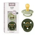 Produktbild: BIBS Colour Schnuller 2er-Pack, BPA-frei, Kirschform Nippel. Naturkautschuk/Latex, Hergestellt in Dänemark. Größe 1 | 0+ Monate | 2-Pack, Sage/Hunter Green
