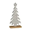 Produktbild: Deko Baum Weihnachtsdeko Fensterbank Tischdeko Silber Holz Natur 31x14,5cm