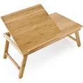 Produktbild: Relaxdays Laptoptisch aus Bambus, HxBxT:24x55x33cm, verstellbar, mit Fach für Stifte, als Knietisch/Betttisch, natur