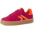 Produktbild: Plateausneaker TAMARIS, Damen, Gr. 40, pink, neonorange, Glattleder, Veloursleder, Fischgratmuster, unifarben mit Farbeinsatz, Schuhe Plateausneaker, Freizeitschuh, Halbschuh, Schnürschuh mit gepolstertem Schaftrand