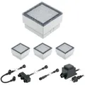 Produktbild: ledscom.de LED Pflaster-Stein Gorgon Boden-Einbauleuchte für außen, 10x10cm, 12V, warm-weiß 4er Set