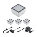 Produktbild: ledscom.de LED Pflaster-Stein Gorgon Boden-Einbauleuchte für außen, 10x10cm, 12V, warm-weiß 4er Set